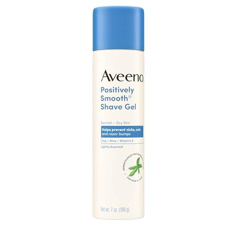 Aveeno Positively Smooth Moisturizing Shave Gel with Soy, Aloe & Vitamin E helps Prevent Nicks, Cuts & Razor Bumps, Creamy Shave Gel for a Close, Smooth Shave, Lightly Fragranced, 7 oz, 6 Pack