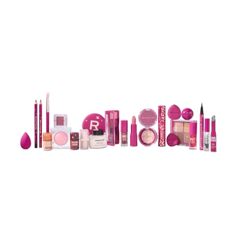 Revolution Makeup Advent Calendar, 24-Piece Beauty Gift Set for Lips, Eyes, & Face, Features Essential Cosmetics & Tools, Vegan & Cruelty-Free