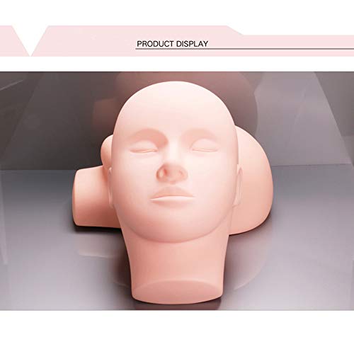 Pro Training Mannequin Flat Head Practice Make Up Eye Lashes Eyelash Extensions,Practice Training Head Manikin Cosmetology Mannequin Doll Face Head-2 Pack