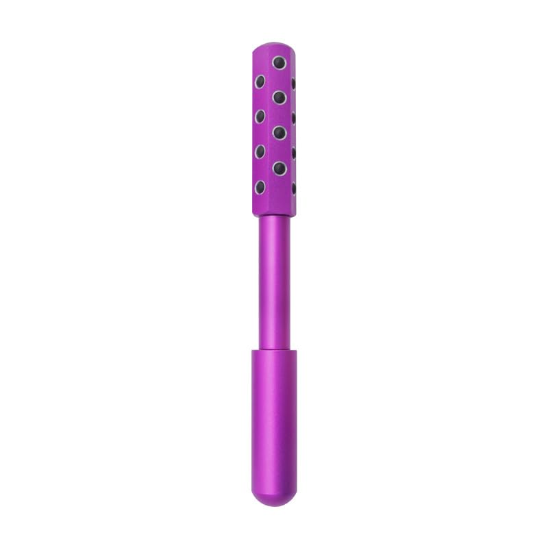 Purple Facial Roller - Uplift Massaging Beauty Tool with 24 Germanium Stones, Portable 7.6" for Face, Eye, Neck, Chin - Variation of THIS listing