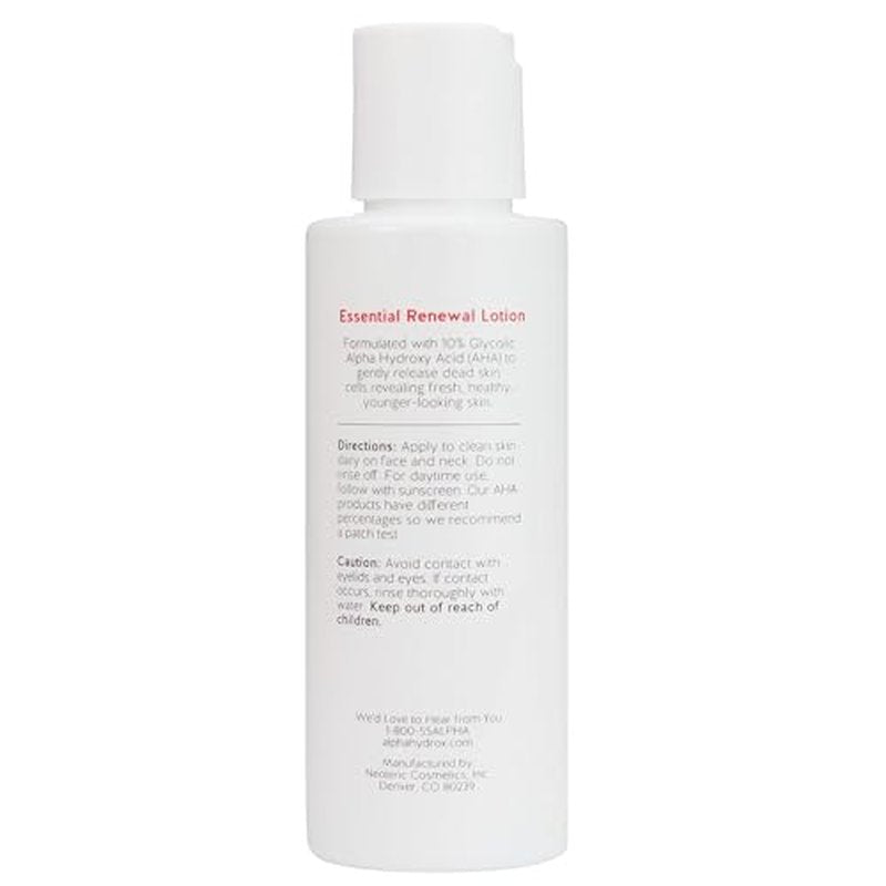 Alpha Skin Care Essential Renewal Lotion, 10% Glycolic AHA, Anti-Aging Formula, Reduces Lines & Wrinkles, Alpha Hydroxy Acid Exfoliates for Smoother Skin, Normal to Dry Skin, 4 Oz, Pack of 2