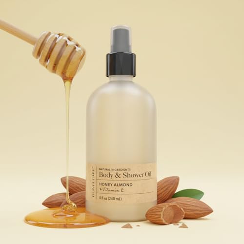 Olivia Care Honey Almond Body & Shower Oil with Vitamin E - Hydrating Daily Moisturizer for Dry Skin, 8 fl oz