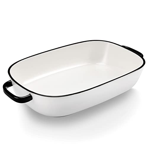Large Rectangular Baking Dish 16x11 Inches - 6 Qt Ceramic Casserole Pan - White - Variation of THIS listing
