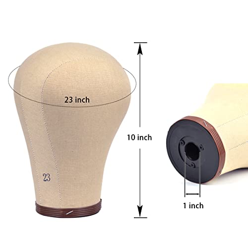 23 Inch Cork Canvas Mannequin Head for Wig Making with Mount Hole - Durable Salon & Display Use