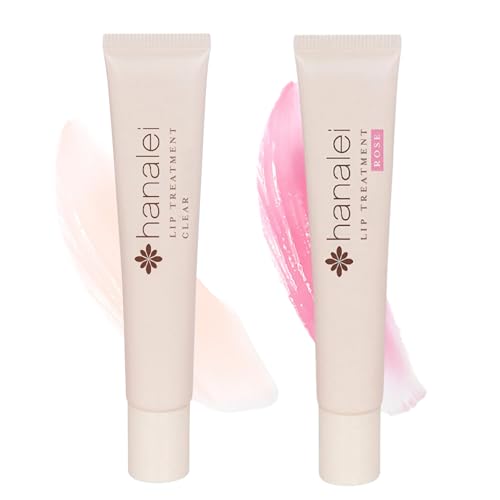Hanalei Lip Treatment Bundle (Clear and Rose) | Made with Kukui Oil, Shea Butter, Agave, and Grapeseed Oil, Soothe Dry Lips (Cruelty free, Paraben free)