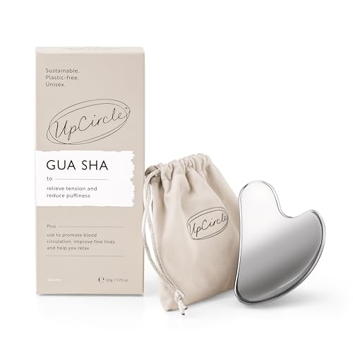 UPCIRCLE Gua Sha Facial Tool - Relieves Tension, Aids Lymphatic Drainage + Boosts Circulation for A Healthy Glow ? Stainless Steel Tool