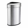 Commercial 16-Gallon Stainless Steel Trash Can with Open Top Lid - Brushed Silver, Triangular