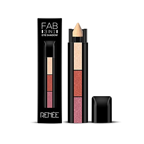 RENEE Fab 3 in 1 Eyeshadow Enriched with vitamin E, 4.5g - Adds dimension and intensity, Highly Pigmented 3 Shades in 1 Stick