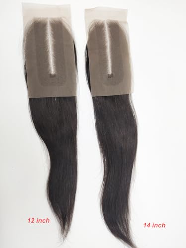 14-Inch Brazilian Virgin Human Hair Lace Closure Middle Part - Natural Black