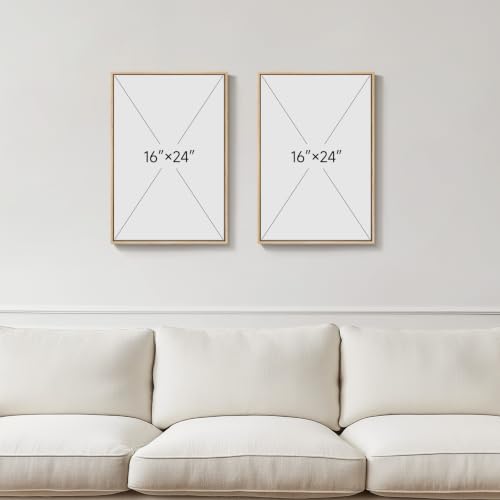 Sage Green Abstract Landscape Wall Art Set - 16x24 Inches, Framed Canvas, 2 Panels, Neutral Scenic Decor for Bedroom & Living Room - Variation: Green Neutral / 16" W x 24" H