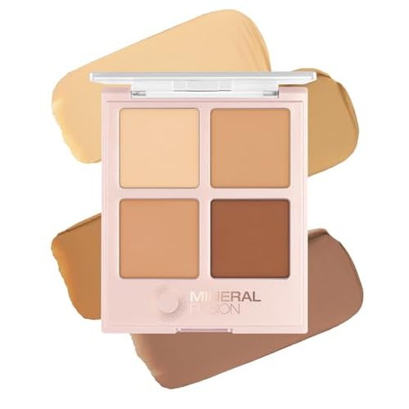 Mineral Fusion Makeup Cream Concealer Eye Palette Quad - 4 Warm to Dark Shades - Decadence - Blemish Concealer & Under Eye Brightener - With Vitamin C & E - Hypoallergenic