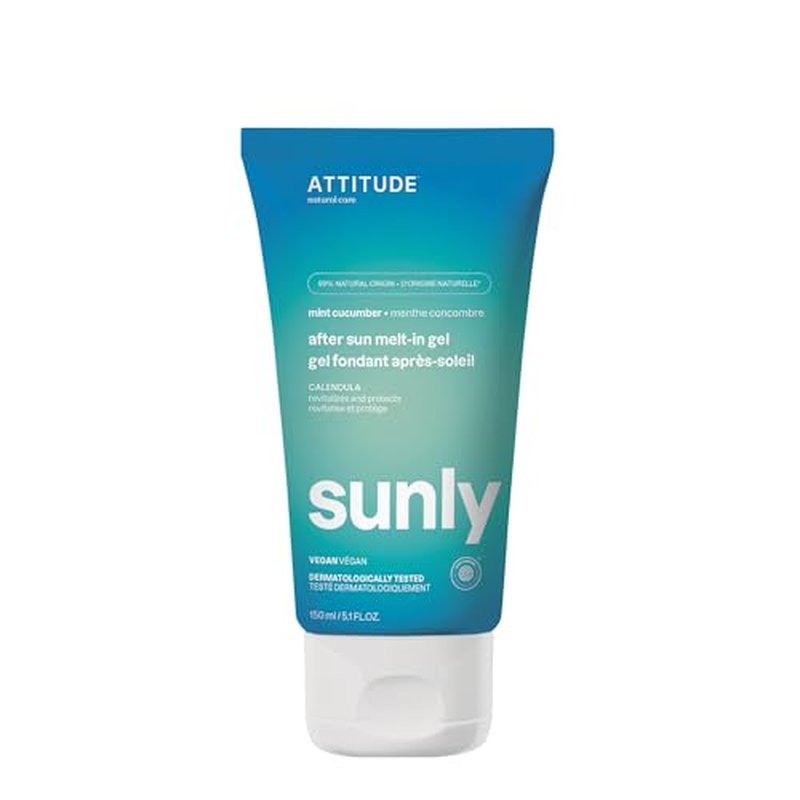 ATTITUDE After Sun Melt-In Gel, EWG Verified, Dermatologically Tested, Soothes and Hydrates, Vegan and Mineral Based Formula, Mint and Cucumber, 5.1 Fl Oz