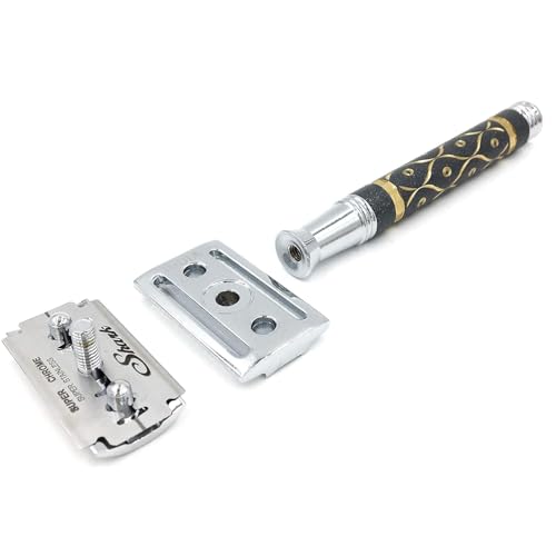 Heavyweight Safety Razor with Sandstone Handle - Compatible with Double Edge Blades
