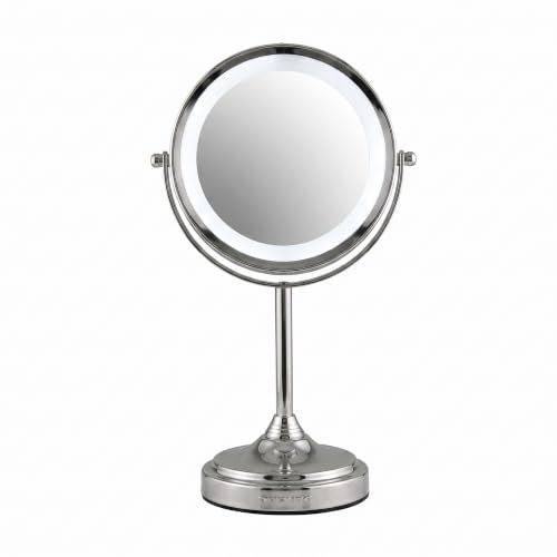 Lighted 7-inch Magnifying Makeup Mirror with 360° Rotation - Polished Chrome Variation