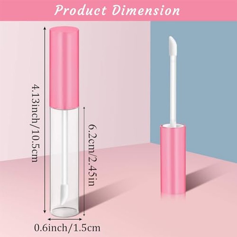 Blulu 30 Pcs 10 ml Lip Gloss Tubes Bulk Empty Refillable Lip Balm Bottle Clear Plastic Gloss Container Reusable Lipstick Bottle with Rubber Insert for Women DIY Lipgloss Cosmetics(Pink, Black, White)