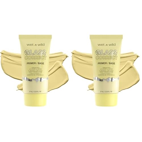 wet n wild Prime Focus Glass Skin Correct Primer, Bright Crystal Finish, Yellow (Pack of 2)