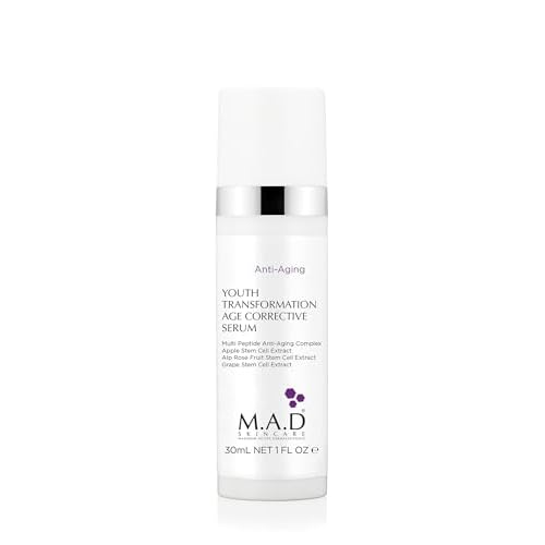 M.A.D Skincare YOUTH TRANSFORMATION AGE CORRECTIVE SERUM - Multi-Peptide & Triple Stem Cell Formula to Firm Sagging Skin & Reduce Wrinkles | Advanced Collagen Booster for Smooth Texture | 1 fl oz