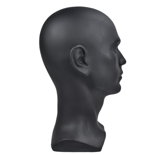 Male Mannequin Head Display Stand for Wigs Glasses Hat Jewelry Cosmetology - Matte Black