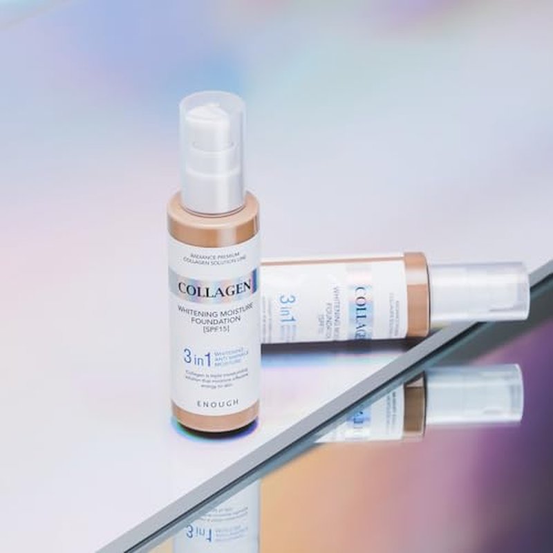 Enough Collagen 3in1 Whitening Moisture Foundation SPF15, 3.38 fl oz/ 100ml - Brightening, Moisturizing, Anti-Aging, Korean Skin Care Makeup (#13 Light Beige, 3.38 fl oz / 100ml)