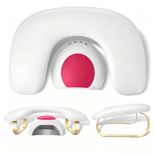 White U-Shaped Nail Arm Rest Stand with Gold Steel Legs for Manicure