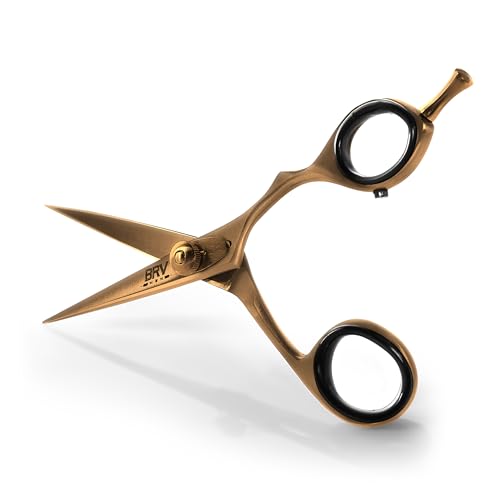 Right Handed Titanium Bronze Beard & Mustache Trimming Scissors - 5.5 Inches