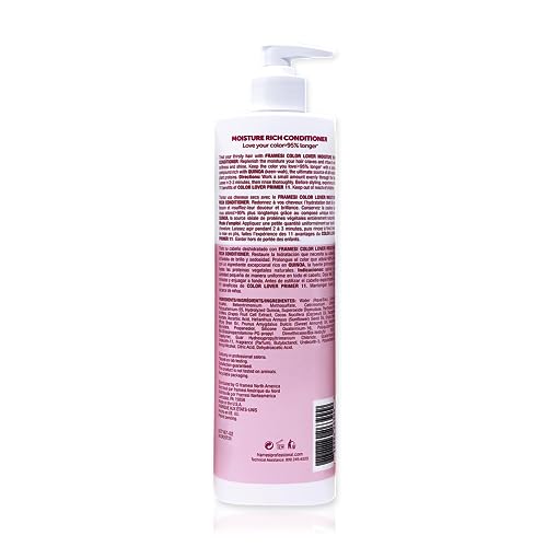 Framesi Color Lover Moisture Rich Conditioner, Sulfate Free Conditioner with Coconut Oil and Quinoa, Color Treated Hair