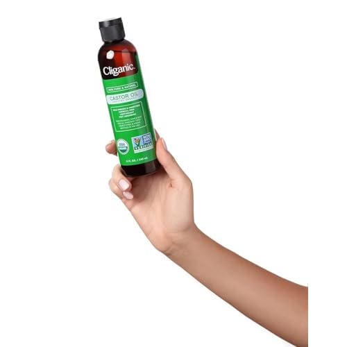 Cliganic Organic Castor Oil, 100% Pure (32oz with Eyelash Kit) - For Eyelashes, Eyebrows, Hair & Skin | Natural Cold Pressed Unrefined Hexane-Free