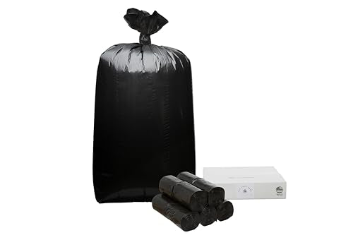 55-60 Gallon Heavy-Duty Black Garbage Bags - 38x58 Inch, 1.2 Mil, Made in USA, Bulk 100 Count