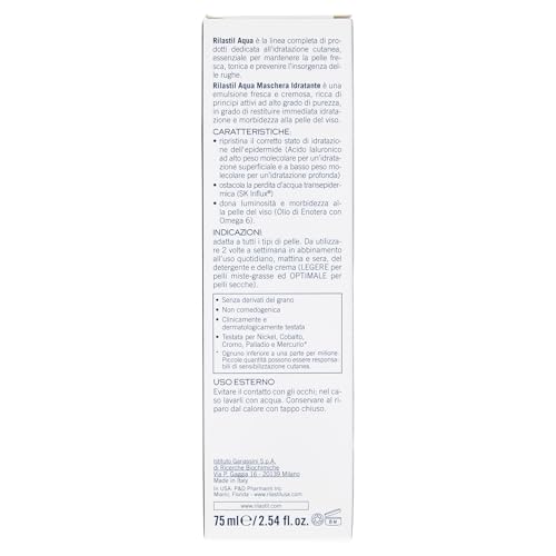 Rilastil Aqua Hydrating Facial Mask 50ml – Intensive Moisturizing, Brightening