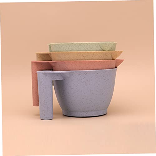 Hair Dye Mixing Bowl Set 4 Pcs, 17x9cm PP Material with Hollow Handle - Green