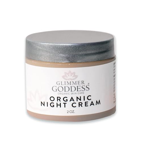 Glimmer Goddess Organic Lavender Night Cream Jar – Vegan, Anti-Aging Face Moisturizer, 2 oz