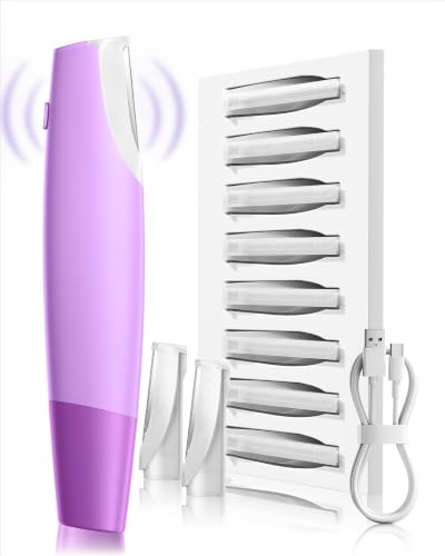 VIKICON PRO Deep Purple Sonic Dermaplaning Tool for Face with 8 Blades