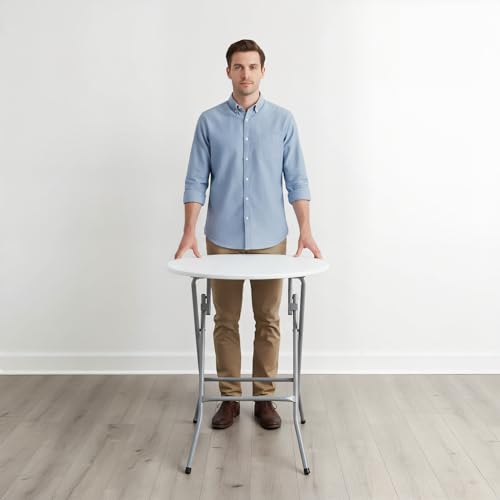 Set of 2 White 24-Inch Round Folding Commercial Banquet Tables - Portable Kitchen & Event Use