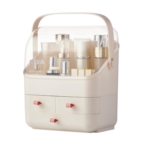 Large Makeup Organizer w Drawers Beauty Organizer Makeup Box Holder Vanity Organization Desk Countertop MakeUp Organizers Bathroom Counter Organizer Skincare Cosmetic Case Stand Dustproof Lid Gift