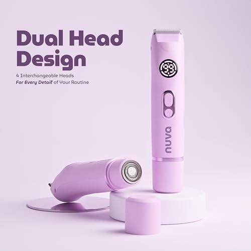 NUVA 4-in-1 Bikini Trimmer for Women | Painless Electric Razors & Shavers with Interchangeable Heads | Cordless Body & Facial Hair Trimmer with Ceramic Blade, IPX7 Waterproof and USB Rechargeable