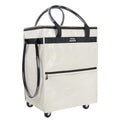 Beige Medium Reusable Grocery Bag on Wheels Folding Rolling Tote - Durable & Spacious