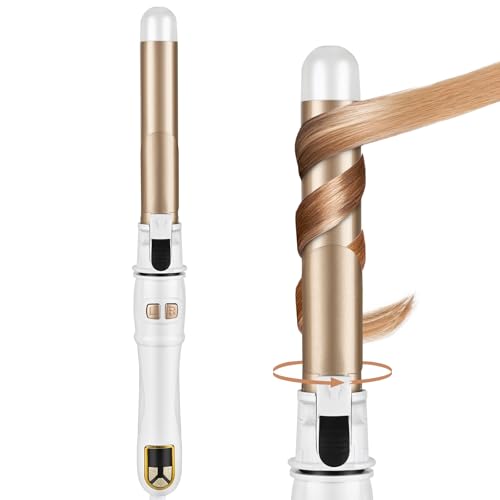 Green Breath Auto Rotating Curling Iron 1-Inch Ceramic, White - Dual Voltage