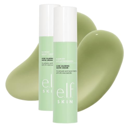 e.l.f. SKIN Blemish Breakthrough Calming Water Cream - Lightweight Acne Face Moisturizer 1.68 Fl Oz Pack of 2