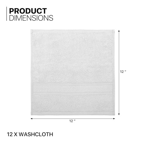 MoNiBloom 12-Piece 100% Cotton Face Wash Cloth Set for Bathroom Home Hotel Spa Gym Yoga Shower Highly Absorbent Ultra Soft Quick-Dry (White)