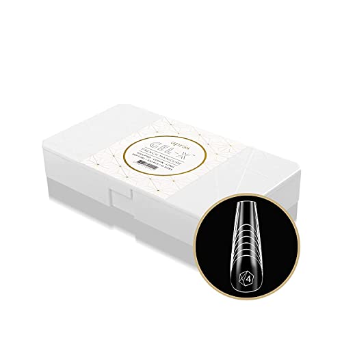 French Gel-X Sculpted Coffin Nail Tips - Clear, 11 Sizes, 30 Pieces