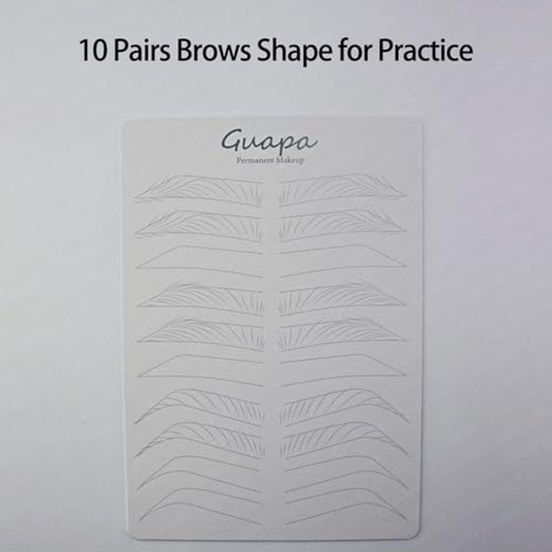 3 pcs White Microblading Hairstroke Practice Skin Hair strokes Pattern Pre-printed Silicone Practice Pad Combo Brow Practice Skin Permanent Makeup Eyebrow Tattoo Latex (White Skin-Hair Strokes)