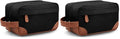 Travel Toiletry Bag - Water-Resistant Canvas Hanging Organizer for Men, Medium, Black (Pack of 2)