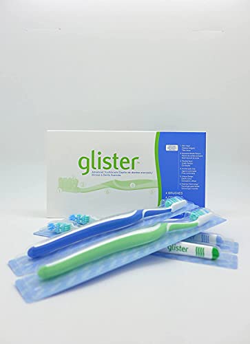 Glister Advanced Toothbrush Pack - Soft & Medium Bristles, Flexible Neck, Tapered Head, 4 Pack