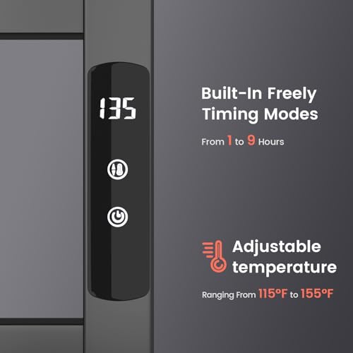 Stainless Steel Towel Warmer Rack 6 Bars - 26 Inch Wall-Mounted Model - Waterproof & Touchscreen Control - Suitable for Spa & Home