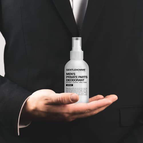 Gentlehomme Men's Deodorant Spray for Intimate Areas - Amber Leather, Hydrating, Vegan, 4oz