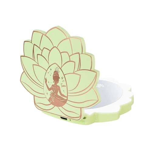 Impressions Vanity Tiana Lotus Portable LED Compact Mirror for Purse, Lighted Travel Makeup Mirror with 3X Magnification, Daylight LED Lighting, Adjustable Brightness and Soft Touch Sensor
