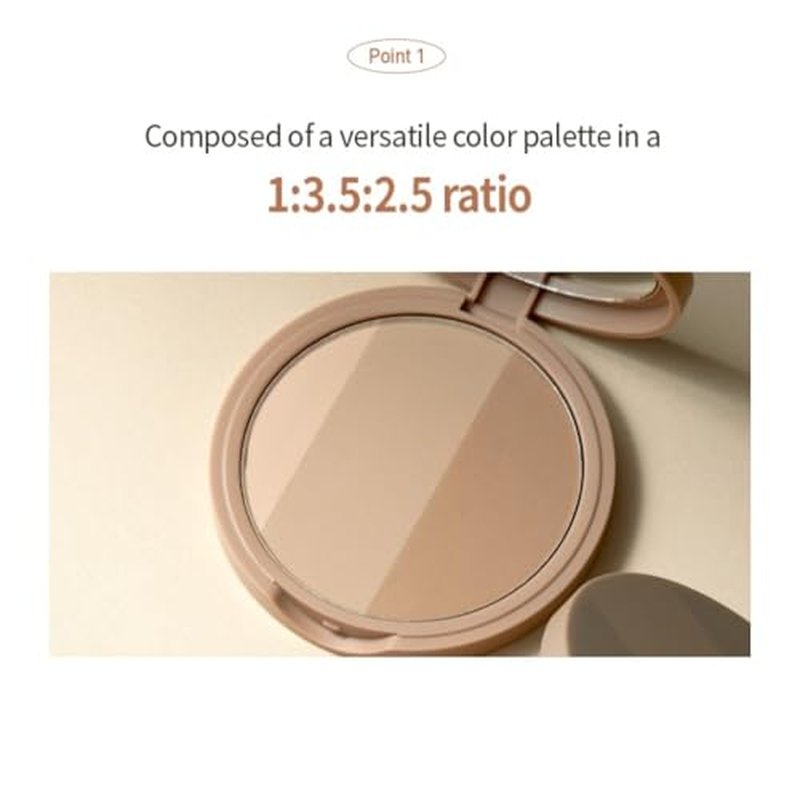 (MACQUEEN NEWYORK) Fake Up 3 Color Shading - #Neutral Brown (Neutral Tone), 3-in-1 Contour Palette for Face Sculpting, Long-Lasting Matte Bronzer & Pressed Powder, 0.31 oz (9g)