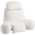 NOONTIDE Furry White XL Reading Pillow 32" with 2 Neck Support Pillows, Washable Cover