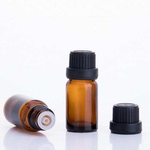 20ML Amber Glass Bottle Set - Small Essential Oil Vials with Cap & Reducer, 50 Pack