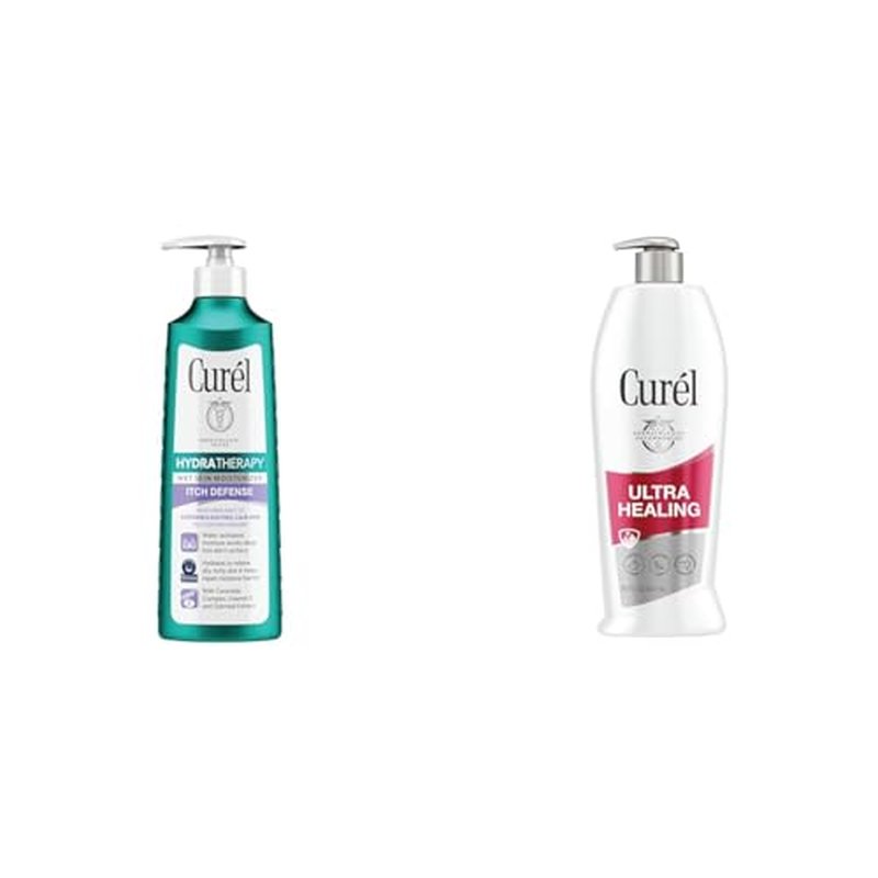 Curel Hydra Therapy, Itch Defense Moisturizer, Wet Skin Lotion, 12 Ounce & Ultra Healing Lotion, Hand and Body Moisturizer for Extra Dry Skin